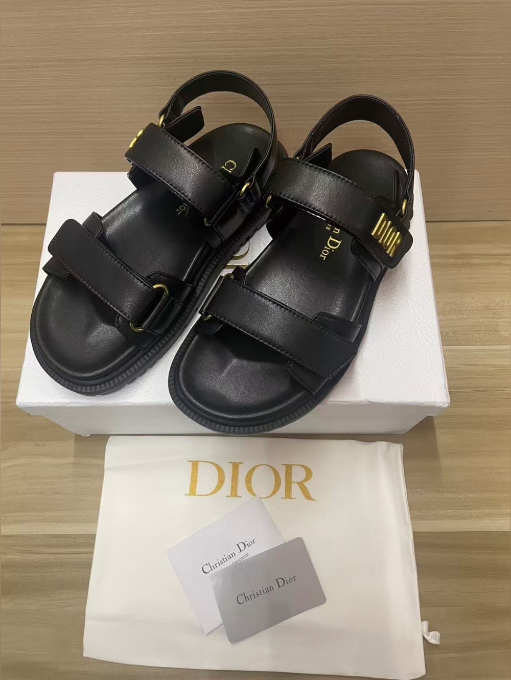 Dior Black Lambskin Sandals